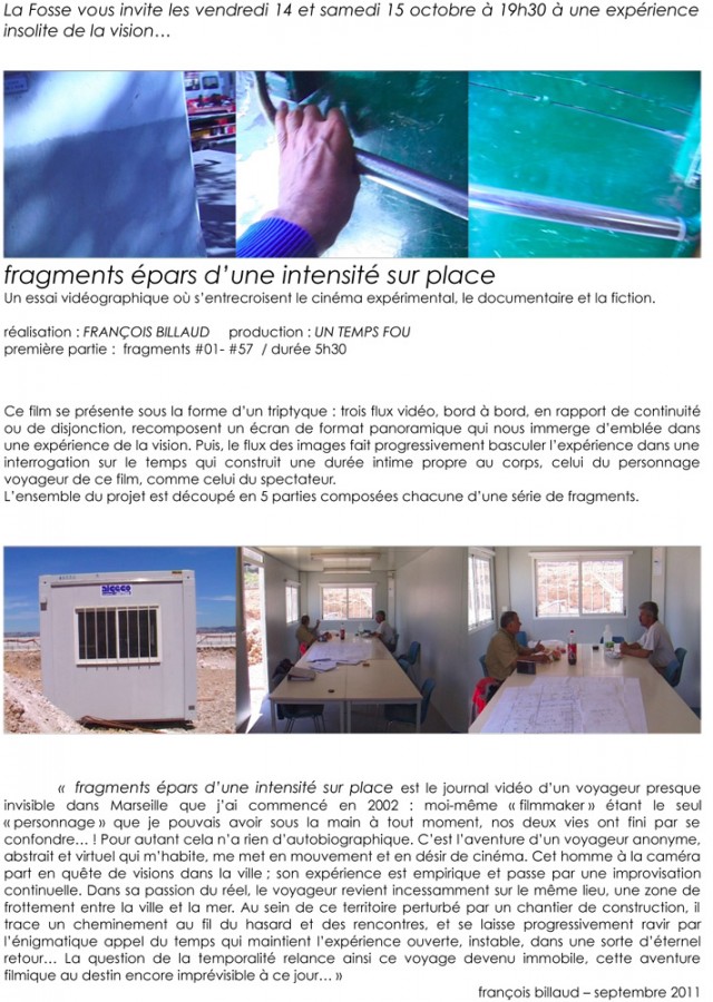 Soirée #12 - Fragments épars d'une intensité sur place Octobre 2011