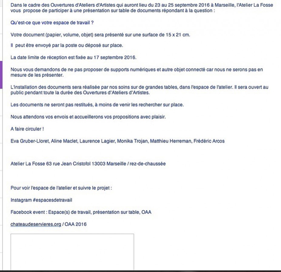 espace(s)de travail octobre 2016